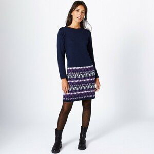 Blancheporte Jednobarevné pulovrové šaty se žakárovým vzorem nám. modrá/purpurová 42/44