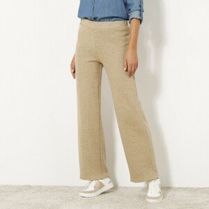 Blancheporte Rovné kalhoty z česaného úpletu s pružným pasem béžový melír 50