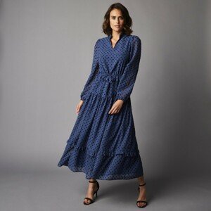 Blancheporte Dlouhé šaty s výšivkou modrošedá/černá 40