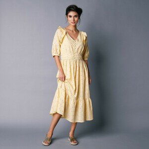 Blancheporte Šaty s anglickou výšivkou žlutá 40