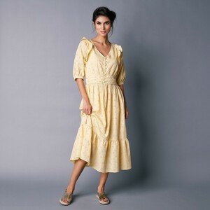 Blancheporte Šaty s anglickou výšivkou žlutá 48