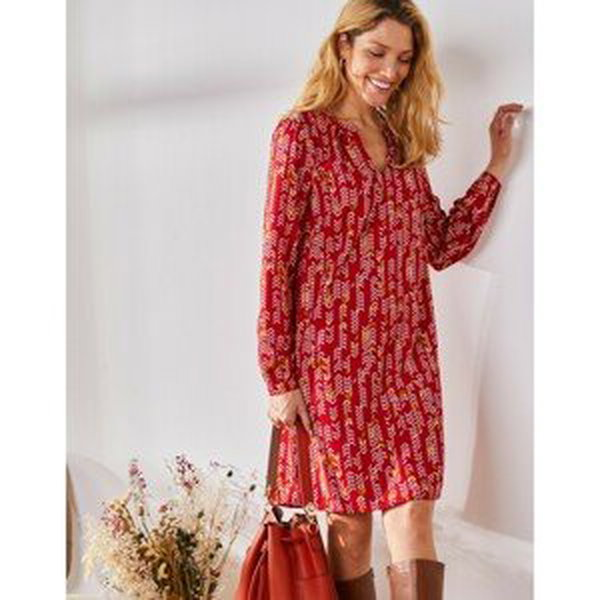 Blancheporte Rozšířené šaty se stylovými motivy červená/režná 50