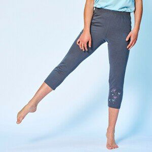 Blancheporte 3/4 jednobarevné pyžamové kalhoty se vzorem květin břidlicová 54