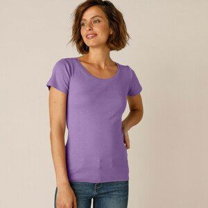 Blancheporte Jednobarevné tričko s krátkými rukávy, bio bavlna lila 42/44