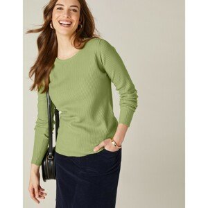 Blancheporte Žebrovaný pulovr s kulatým výstřihem zelenkavá 50