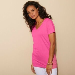 Blancheporte Jednobarevné tričko s výstřihem do "V" růžová 54