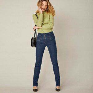 Blancheporte Rovné džíny s vysokým pasem, 2 délky na výběr tmavě modrá 44