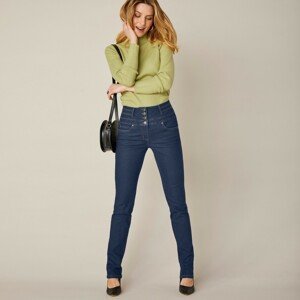 Blancheporte Rovné džíny s vysokým pasem, 2 délky na výběr tmavě modrá 46