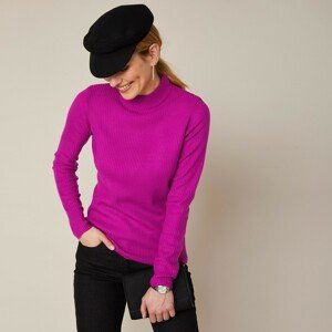 Blancheporte Žebrovaný pulovr se stojáčkem fuchsie 54