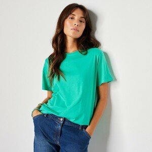 Blancheporte Rovné tričko s krátkými rukávy a kulatým výstřihem zelená 50