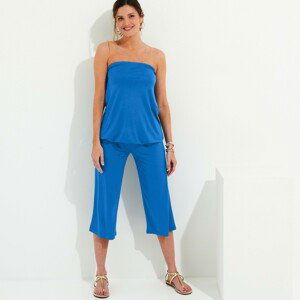 Blancheporte 3/4 široké jednobarevné kalhoty modrá 50