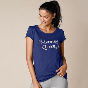 Blancheporte Pyžamové tričko s potiskem Morning Queen, krátké rukávy námořnická modrá 42/44