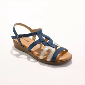 Blancheporte Kožené sandály na klínku, ze 2 materiálů modrá 38