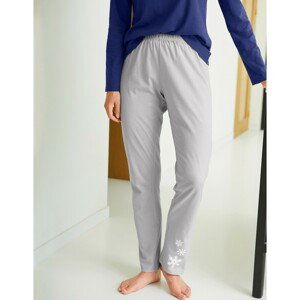 Blancheporte Pyžamové kalhoty se středovým potiskem vloček hnědošedá 50