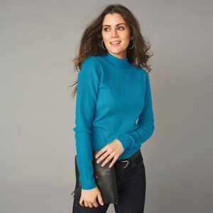 Blancheporte Žebrovaný pulovr se stojáčkem modrá 56