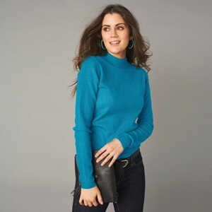 Blancheporte Žebrovaný pulovr se stojáčkem modrá 58