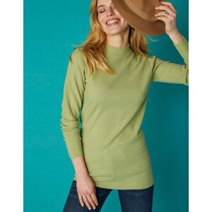 Blancheporte Žebrovaný pulovr se stojáčkem zelenkavá 54