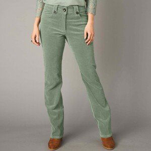 Blancheporte Rovné manšestrové kalhoty zelená 42