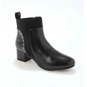Blancheporte Kožené kotníkové boty s pruženkou a cvočky, černé černá 36