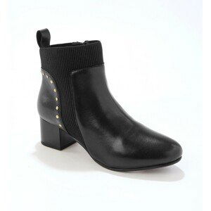 Blancheporte Kožené kotníkové boty s pruženkou a cvočky, černé černá 38