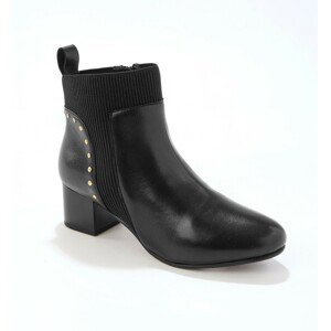 Blancheporte Kožené kotníkové boty s pruženkou a cvočky, černé černá 39