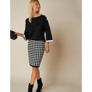 Blancheporte Žakárová sukně se vzorem kohoutí stopy černá/bílá 50