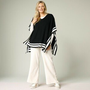 Blancheporte Pončo pulovr v grafickém designu černá/bílá T2