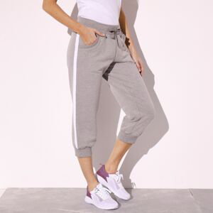 Blancheporte 3/4 sportovní kalhoty, dvoubarevné šedý melír/bílá 50