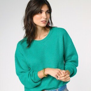 Blancheporte Jednobarevný pulovr s lodičkovým výstřihem a dlouhými rukávy zelená 50