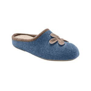 Blancheporte Pantofle s aplikací květiny, vysoce pohodlné modrá indigo 37
