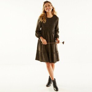 Blancheporte Žabičkované šaty s dlouhým rukávem, jednobarevné nebo s potiskem bronzová/černá 44