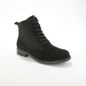 Blancheporte Kotníkové boty s tkaničkami, kožená useň černá 36