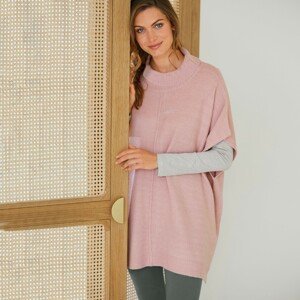 Blancheporte Pončo pulovr růžová pudrová 50