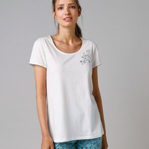 Blancheporte Pyžamové tričko s krátkými rukávy a středovým potiskem květin režná 38/40