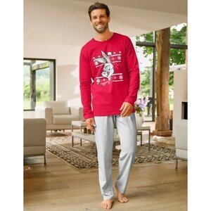 Blancheporte Pyžamo s kalhotami a dlouhými rukávy BUNNY X MAS červená/šedá 97/106 (L)