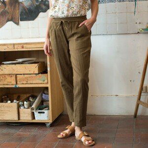 Blancheporte Rovné kalhoty joggpant z bavlněné gázoviny tmavá zemitá 48