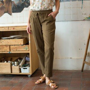 Blancheporte Rovné kalhoty joggpant z bavlněné gázoviny tmavá zemitá 50