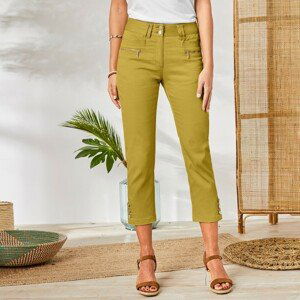 Blancheporte 3/4 barevné kalhoty s knoflíky na koncích nohavic medová 38
