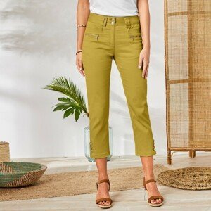 Blancheporte 3/4 barevné kalhoty s knoflíky na koncích nohavic medová 40