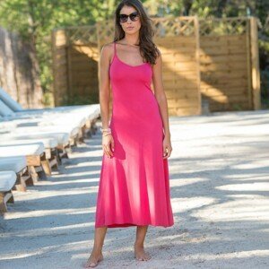 Blancheporte Dlouhé rozšířené jednobarevné šaty malinová 50