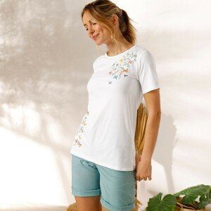 Blancheporte Bavlněné tričko s potiskem motýlů bílá 52