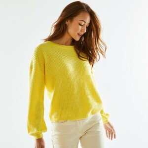 Blancheporte Jednobarevný pulovr s lodičkovým výstřihem a dlouhými rukávy žlutá 42/44