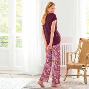 Blancheporte Pyžamové široké kalhoty s potiskem purpurová/růžová 50