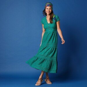 Blancheporte Dlouhé šaty s macramé a krajkou zelená 38