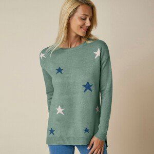 Blancheporte Žakárový pulovr s hvězdičkami khaki 46/48