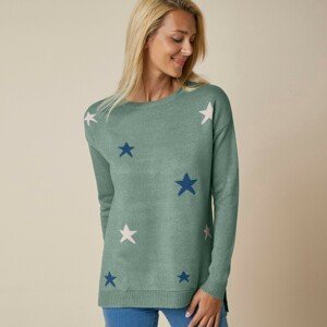 Blancheporte Žakárový pulovr s hvězdičkami khaki 50