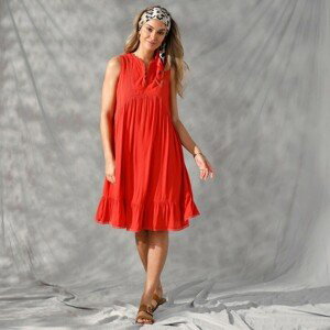 Blancheporte Jednobarevné šaty s macramé oranžová 36