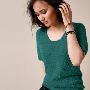Blancheporte Jemný pulovr s krátkými rukávy smaragová 42/44