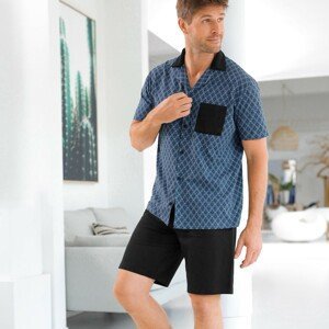 Blancheporte Pyžamo se šortkami a košilí s krátkými rukávy šedá/černá 137/146 (4XL)