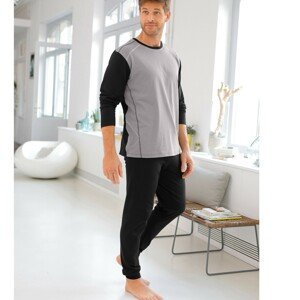 Blancheporte Pyžamo s prošitím a dlouhými rukávy, s kalhotami šedá/černá 127/136 (3XL)